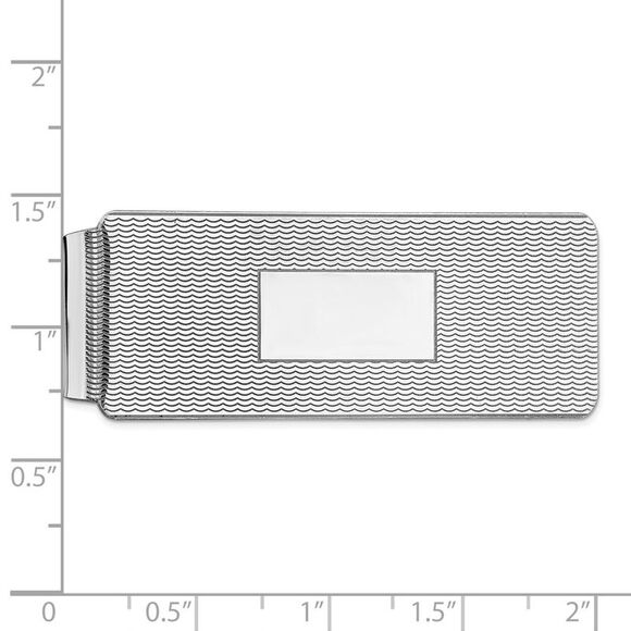Rhodium Plated Sterling Silver Textured Fold Over Money Clip 19 x 51mm - Picture 2 of 3